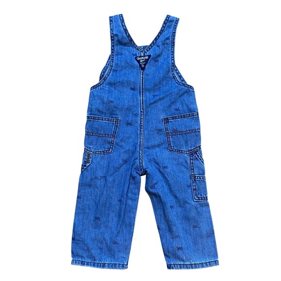 Oshkosh Bgosh Blue Denim Overalls 18M Adjustable Straps Side Pockets Toddler Boy - Picture 2 of 7